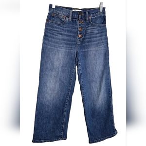 Madewell Slim Wide Leg Crop Denim size 25 Petite Jeans Button Fly